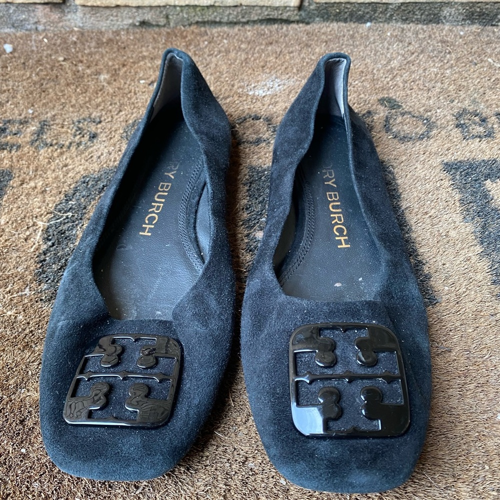 TORY BURCH Georgia Ballet Flat in Black Suede & Leather Sole Women’s Sz 6.5 - Picture 4 of 9
